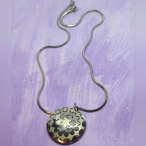 Milor Italy Stainless Steel Round Geometric Star Pendant Silver Tone Snake Chain